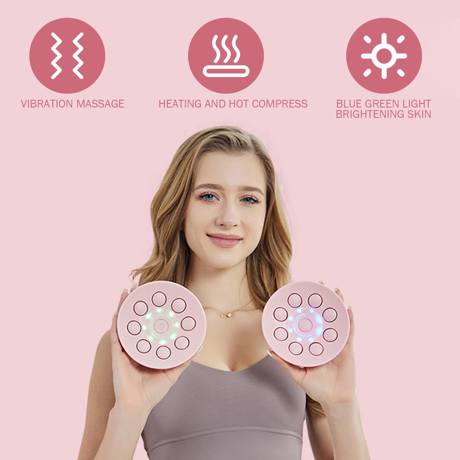 Masseur de sein sans fil avec 5 modes, masseur de sein en silicone rechargeable pour femme, silencieux et étanche pour le confort et la relaxation du corps