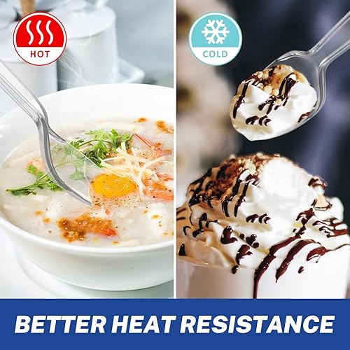 Miniatura 3 de POSATE Cucharas de plástico desechables extralargas de 7.1 pulgadas (100 unidades), tamaño grande para adultos, plástico resistente de grado