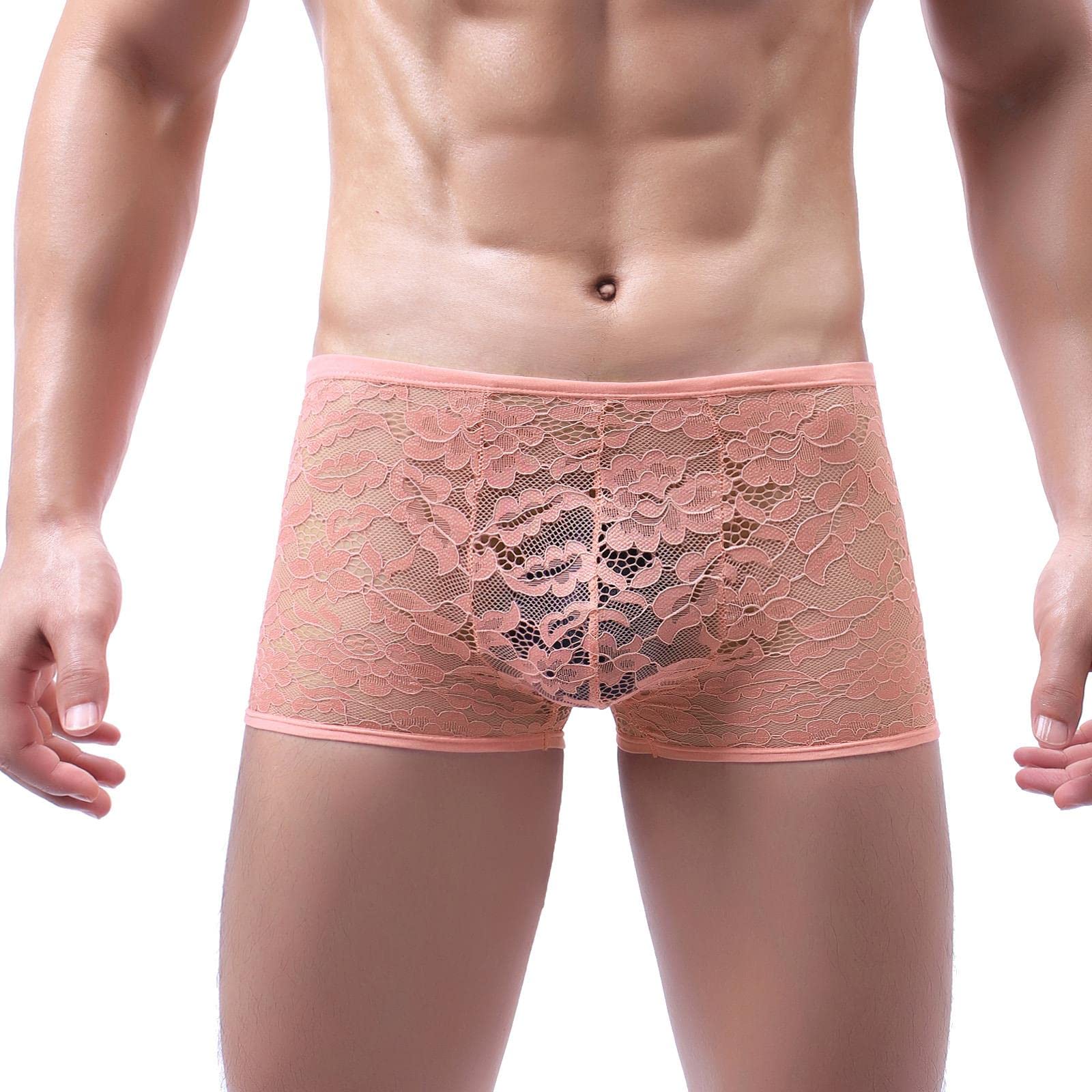 Sous-vêtements en dentelle pour homme - Lingerie en maille - Culotte bombée - Boxer pour homme
