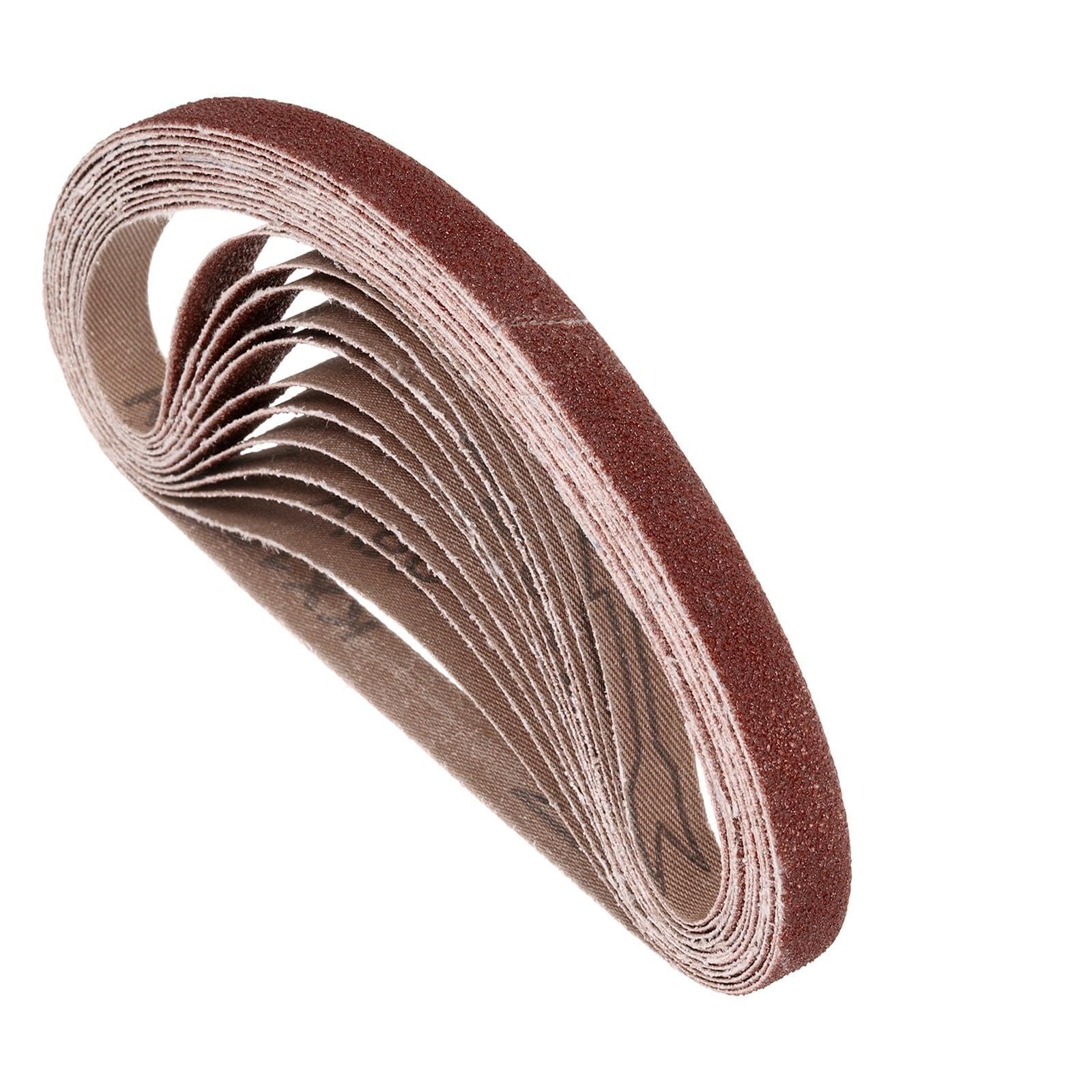 Kozelo 10 Pcs Sanding Belts 25mm x 762mm 40/60/100/180/320 Grit Aluminum Oxide Abrasive Sandpaper for Belt Sander Metal Grinding Wood Working Weld Rust Removal