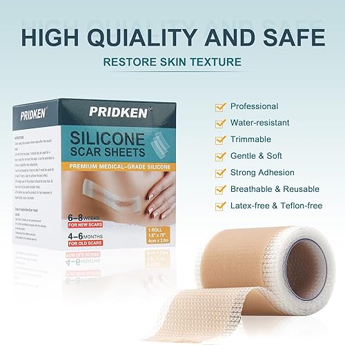 Miniatura 7 de Hojas de silicona para cicatrices para cara, cinta de silicona para cicatrices, tiras de eliminación para cicatrices quirúrgicas de 1.5 x 79