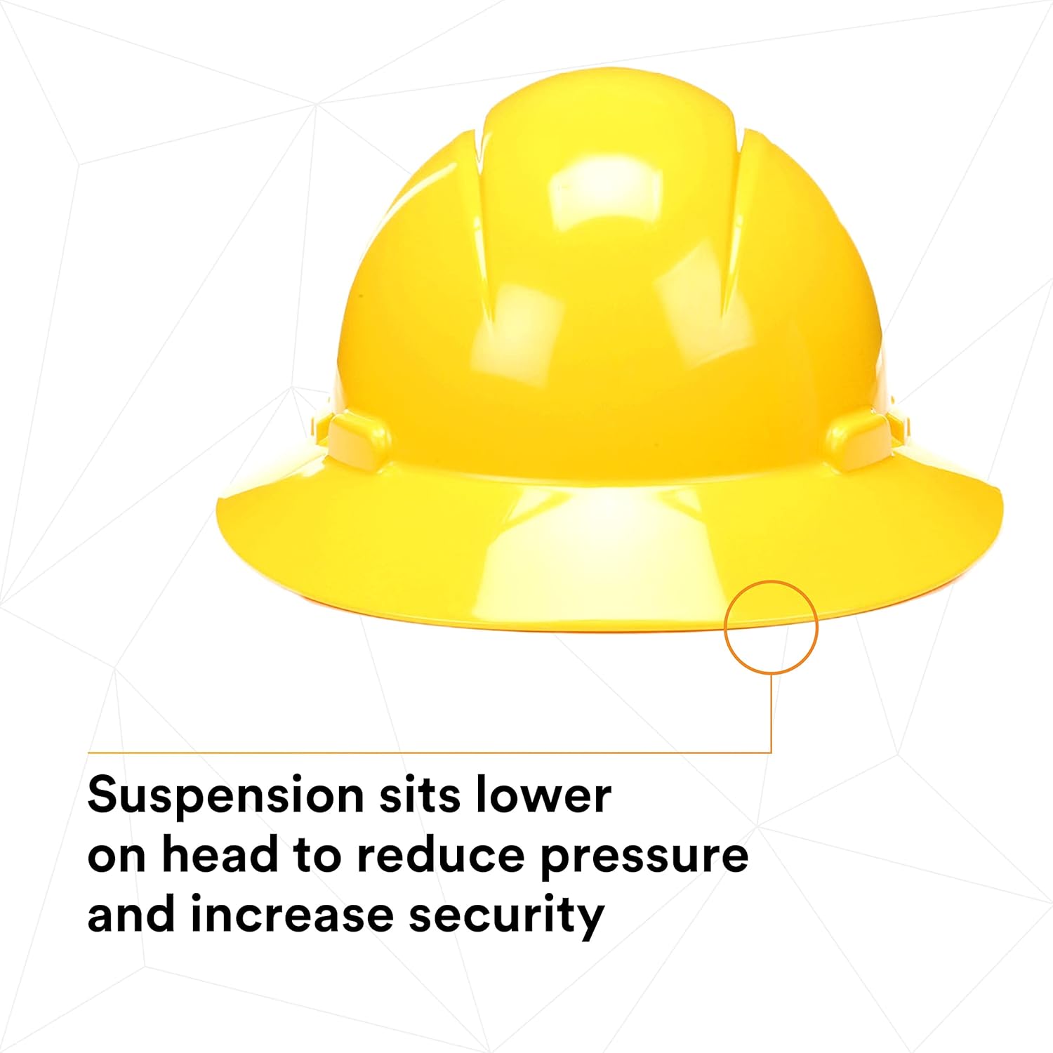 3M Full Brim Hard Hat H-802R, Yellow 4-Point Ratchet Suspension