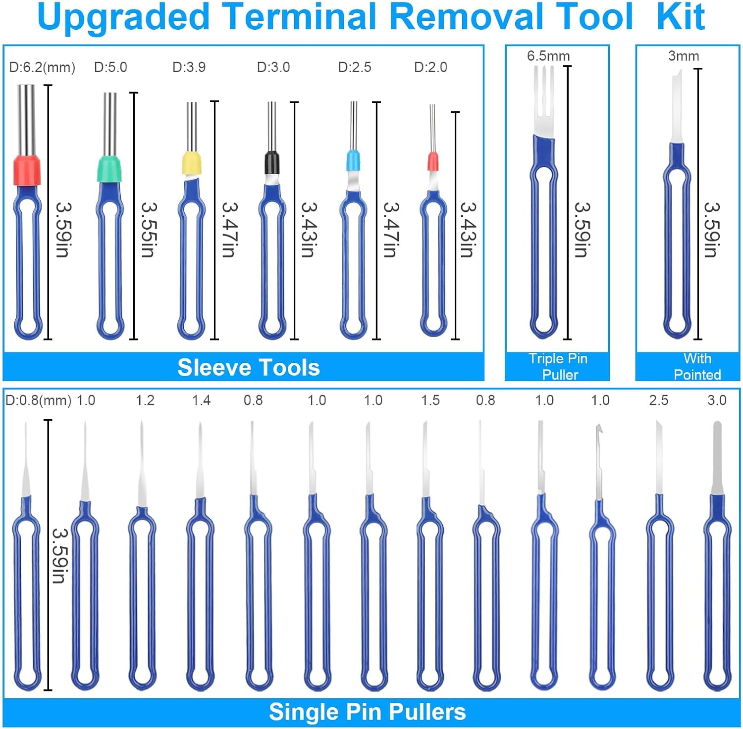 41Pcs Terminal Removal Tool Kit, Blue Upgraded Electrical Terminal Depinning Tool Pin Extractor Tool Set, Wire Terminal Release Tool for Automotive Car Household Devices