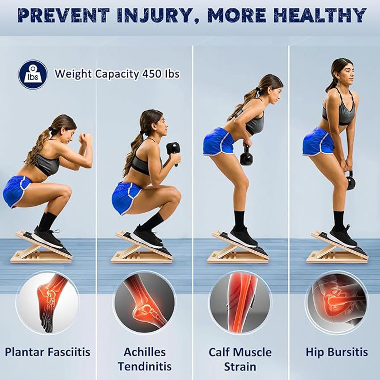 Tabla Inclinada – Equipo Portátil de Estiramiento | Tabla Antideslizante para Gemelos, Gimnasio en Casa, Ejercicio Tobillo, Rodilla, Pierna, Pie para Adultos y Mujeres