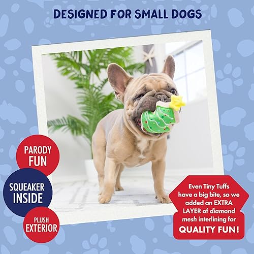 Miniatura 4 de Huxley & Kent Tiny Tuff - Juguete extra resistente para perros pequeños, paquete de 2 juguetes divertidos para perros, cuenta con chirriante,