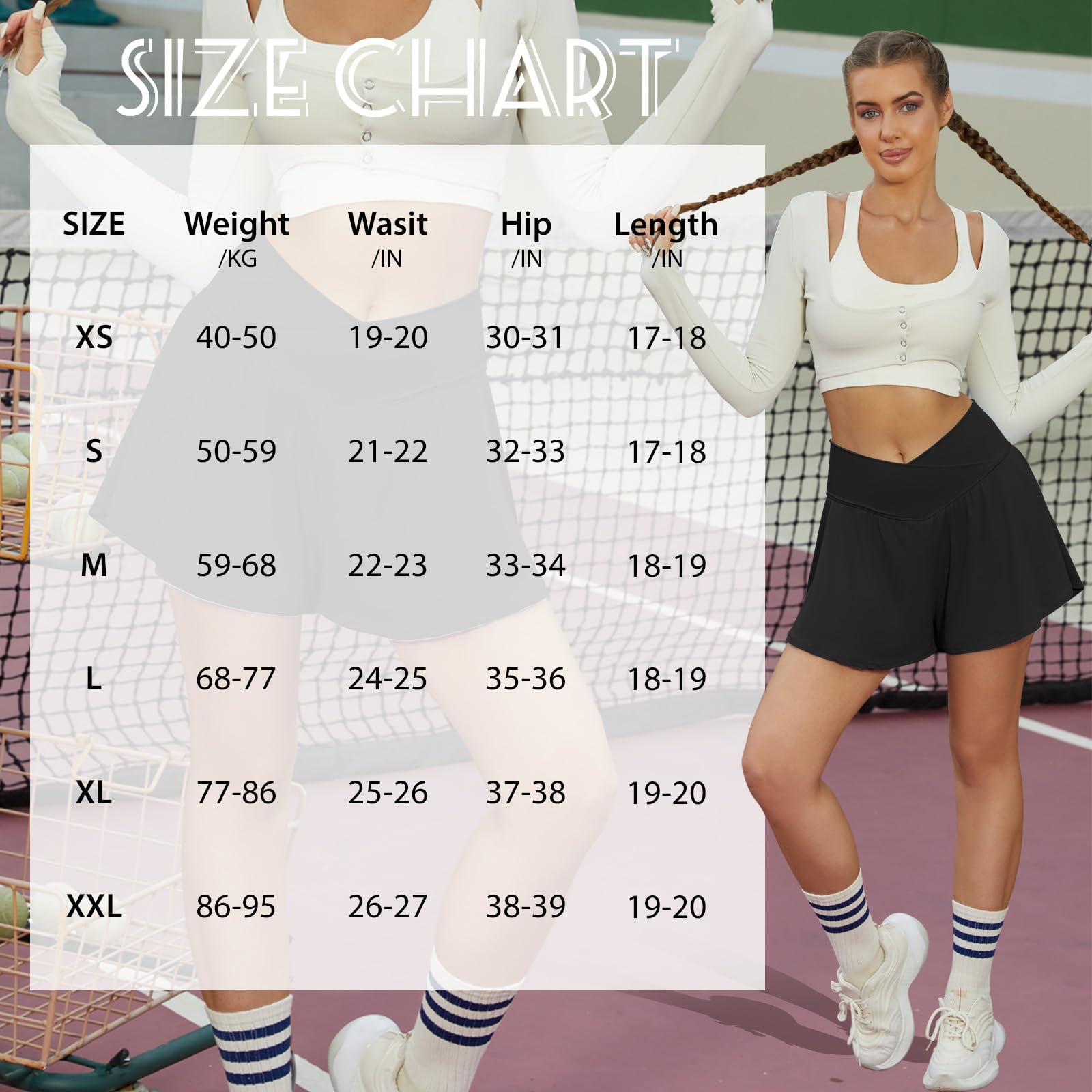 Friptspyg Shorts Sport pour Femmes Courtes V Cross Taille Haute 2-en-1 Shorts de Running D'été Tennis