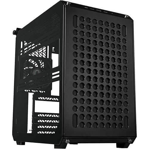Cooler Master QUBE 500 Flatpack Black Small High Airflow Mid-Tower ATX Customizable Gaming PC Case, Tempered Glass, Vertical GPU Mount, USB-C, Carrying Handle, Gem Mini (Q500-KGNN-S00)