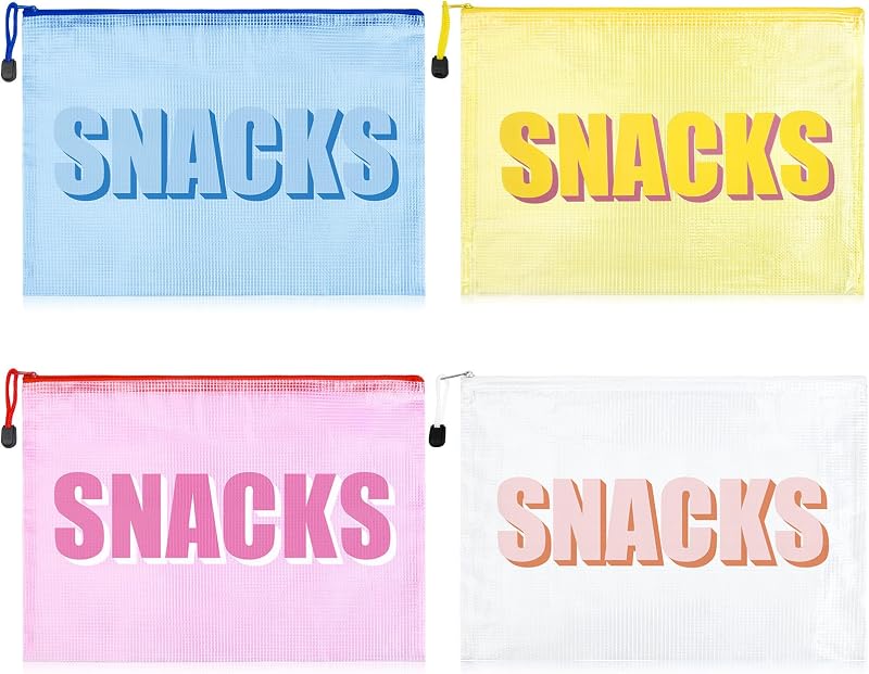Necessaires SOIDRAM com zíper e estampa SNACKS A, 4 unidades