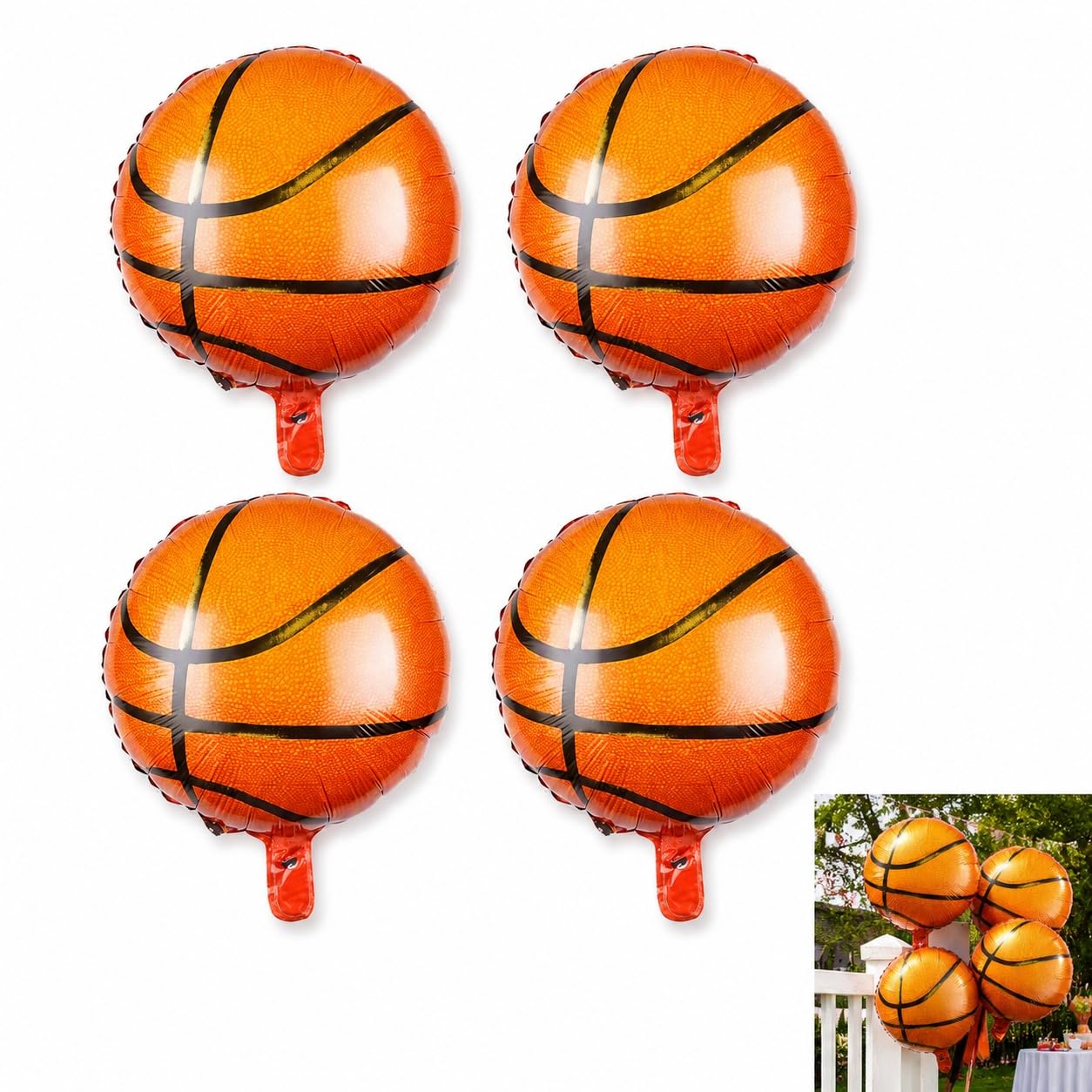 Balloon Arch Kit Self Inflating – 4 Pcs Basketballs Orange Black Gold