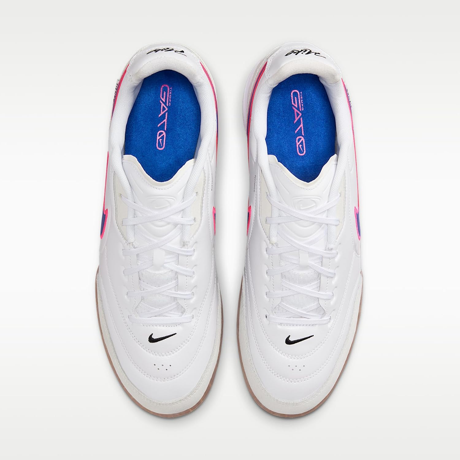 Nike Tiempo Streetgato Indoor/Court Low-Top Soccer Shoes (White/Pink Blast/Racer Blue)