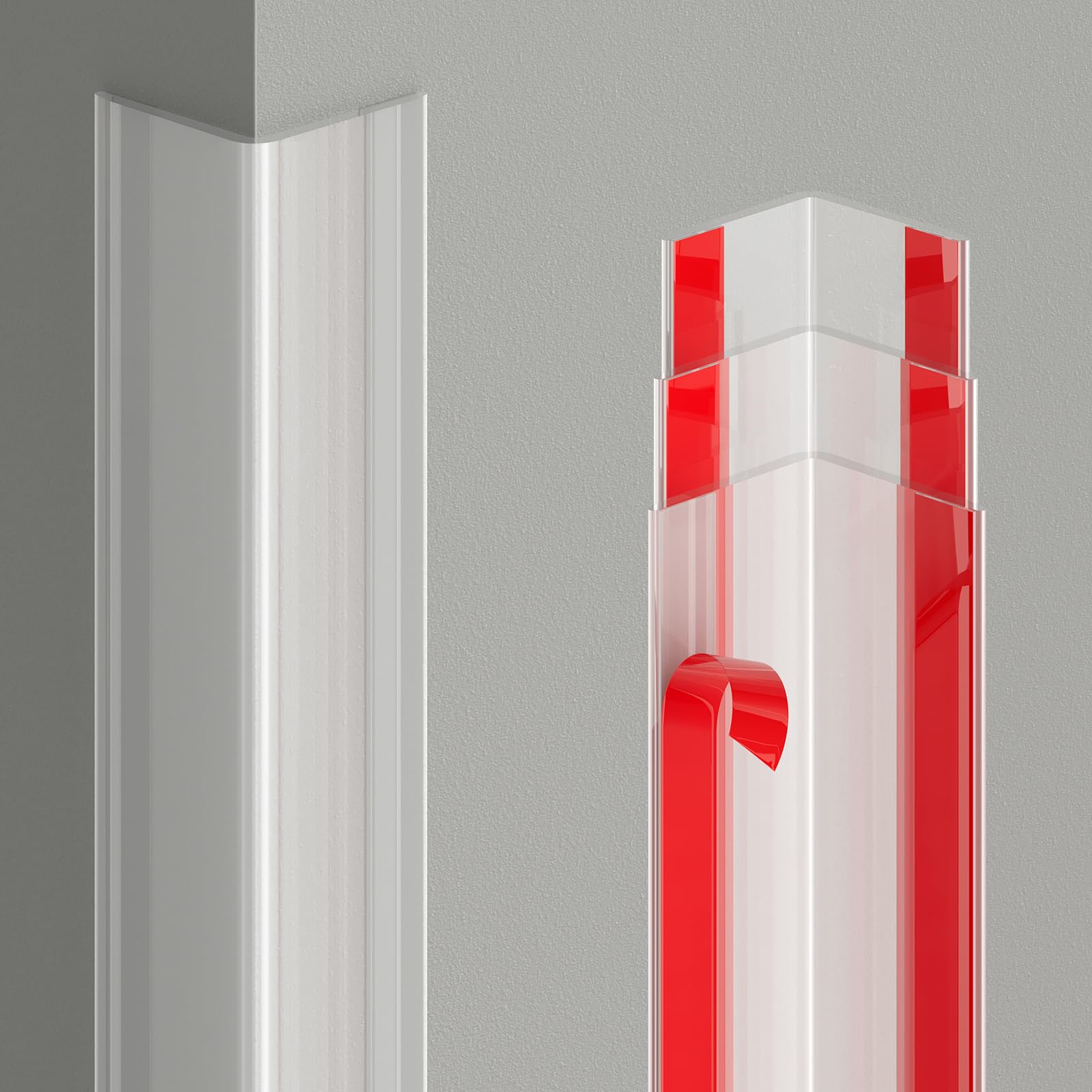Paraspigoli da parete, 4 pezzi, trasparenti, autoadesivi, per pareti, mobili, porte, tavoli e scale, protezione dei bordi, protezione antigraffio e facile da installare (120 x 1,7 cm)