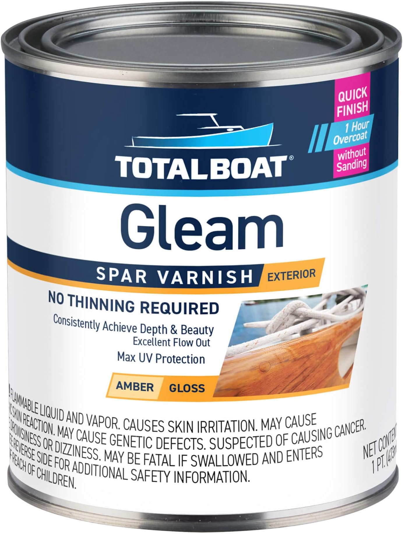 Gleam Marine Spar Varnish, Gloss and Satin Polyurethane Finish for Wood, Boats and Outdoor Furniture (Gloss Pint)