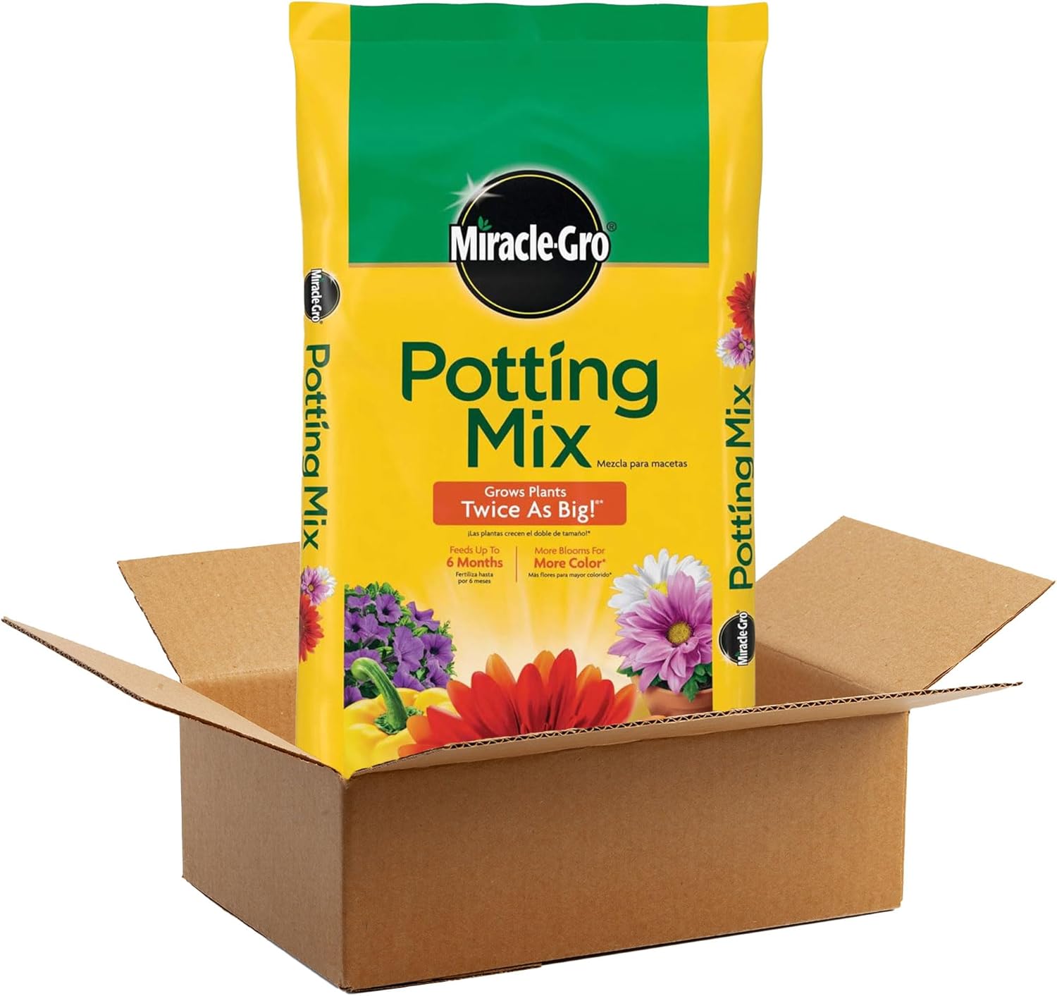 Miracle-Gro Potting Soil Mix for Plants, Flowers, Vegetables, and Shrubs, 2 Cu. Ft. - Growing Plant Mixture with Nutrients and Minerals - Gardening Accessories for Indoor and Outdoor Planting