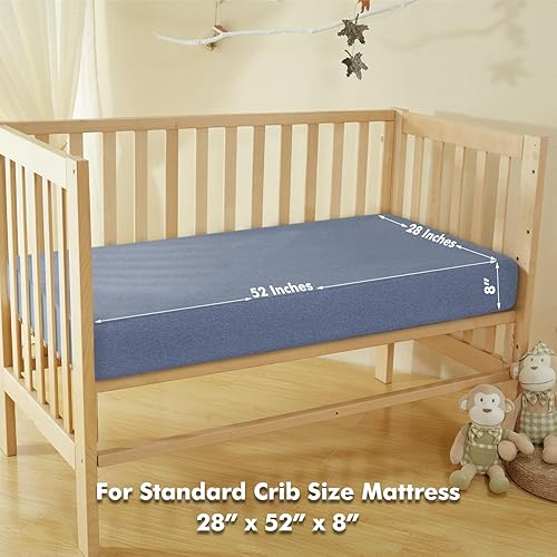 Miniatura 3 de Dreamology Sábana bajera ajustable para cuna de bebé, jersey de punto 100% algodón, se ajusta a colchones estándar para cuna, sábana bajera para