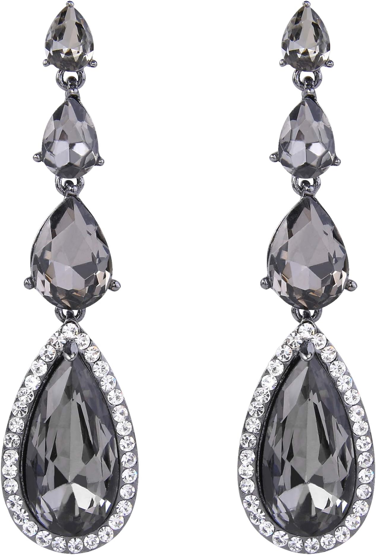BriLove Women's Elegant Wedding Bridal Multi Teardrop Long Chandelier Dangle Earrings