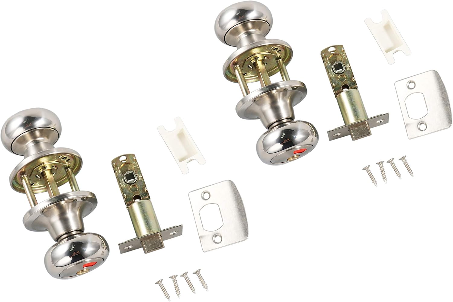 MUTEX Twin-Pack Bathroom Door Lock Knob, Color Indicator for Vacant or Occupied in Use Restroom, Thumbturn, Emergency Unlock, Fits Standard 2 1/8" Doors
