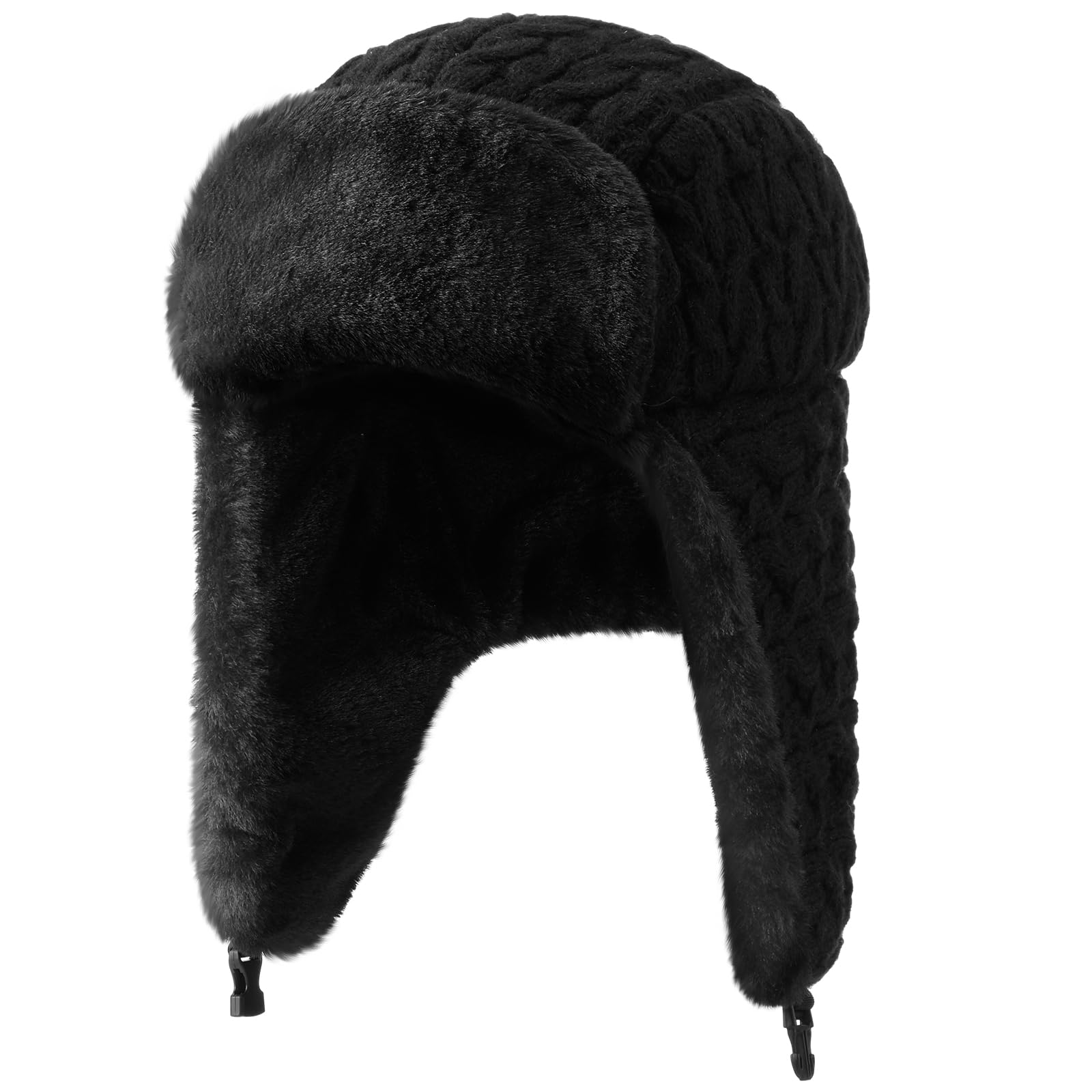 Ramede Winter Hat Ushanka Trapper Russian Hat with Ear Flaps for Men Women Cap Black Winter Warmer Unisex Skiing Cap