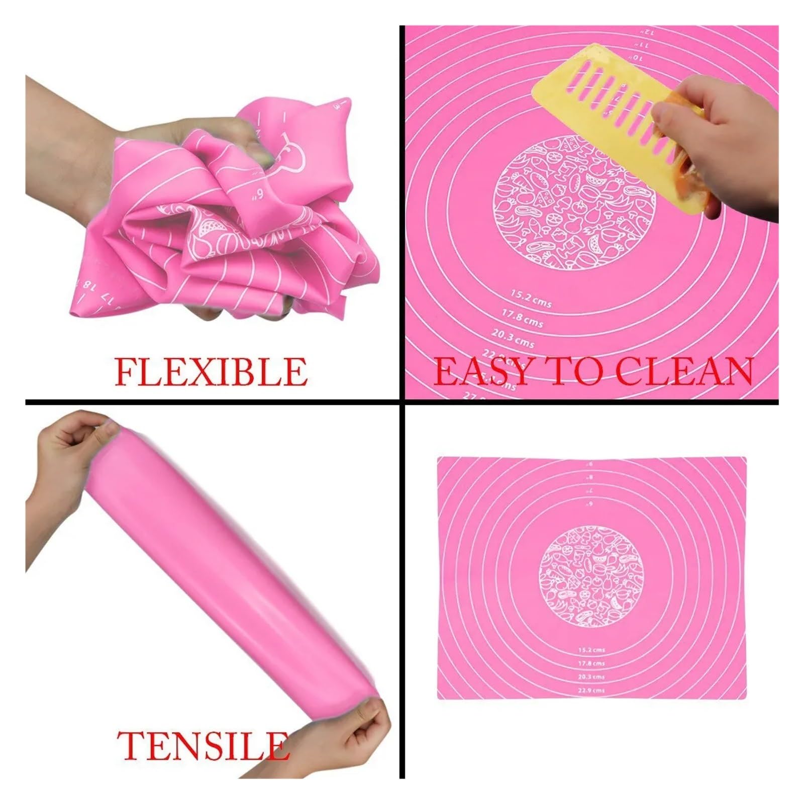 Tappetino da forno in silicone per pizza e pasticceria, utensili da cucina, utensili da cucina antiaderenti, accessori per impastare (blu, 50 x 40 cm)