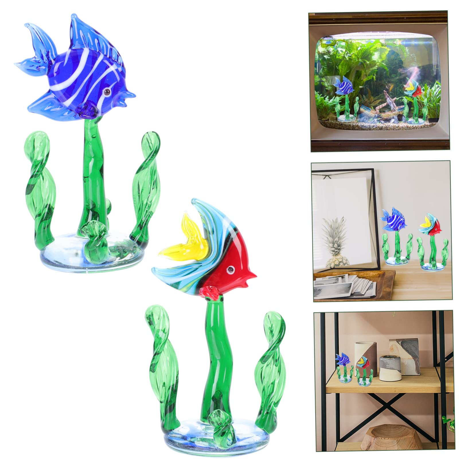 OUNONA 3 Ensembles Ornements De Plantes Aquatiques pour Aquarium Décorations pour Océan Aménagement Paysager D'Aquarium Plantes pour Plusieurs Étangs 2 pièces * 3