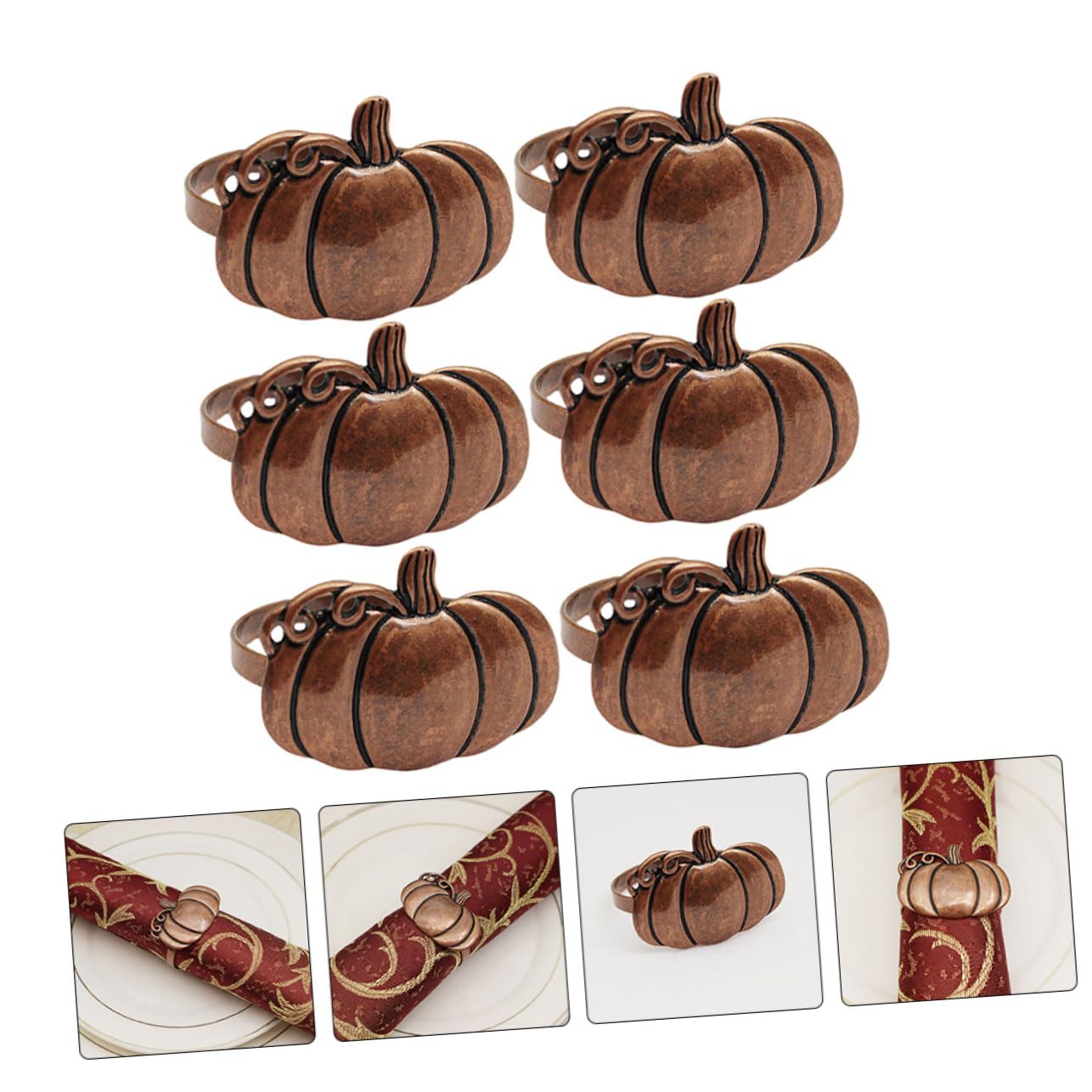 IMIKEYA 4 Sätze Kürbis Serviettenringe Neon Hirsch Servietten Halloween Party Halloween Dekoration Weihnachtsdeko Kassierer-Set Serviettenringe Ernten Kürbis-serviettenringe 6 Stück * 4