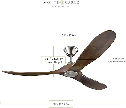Miniatura 3 de Monte Carlo 3mavr60agp, Maverick ventilador de techo antiguo Pewter 60 pulgadas para exteriores con control remoto