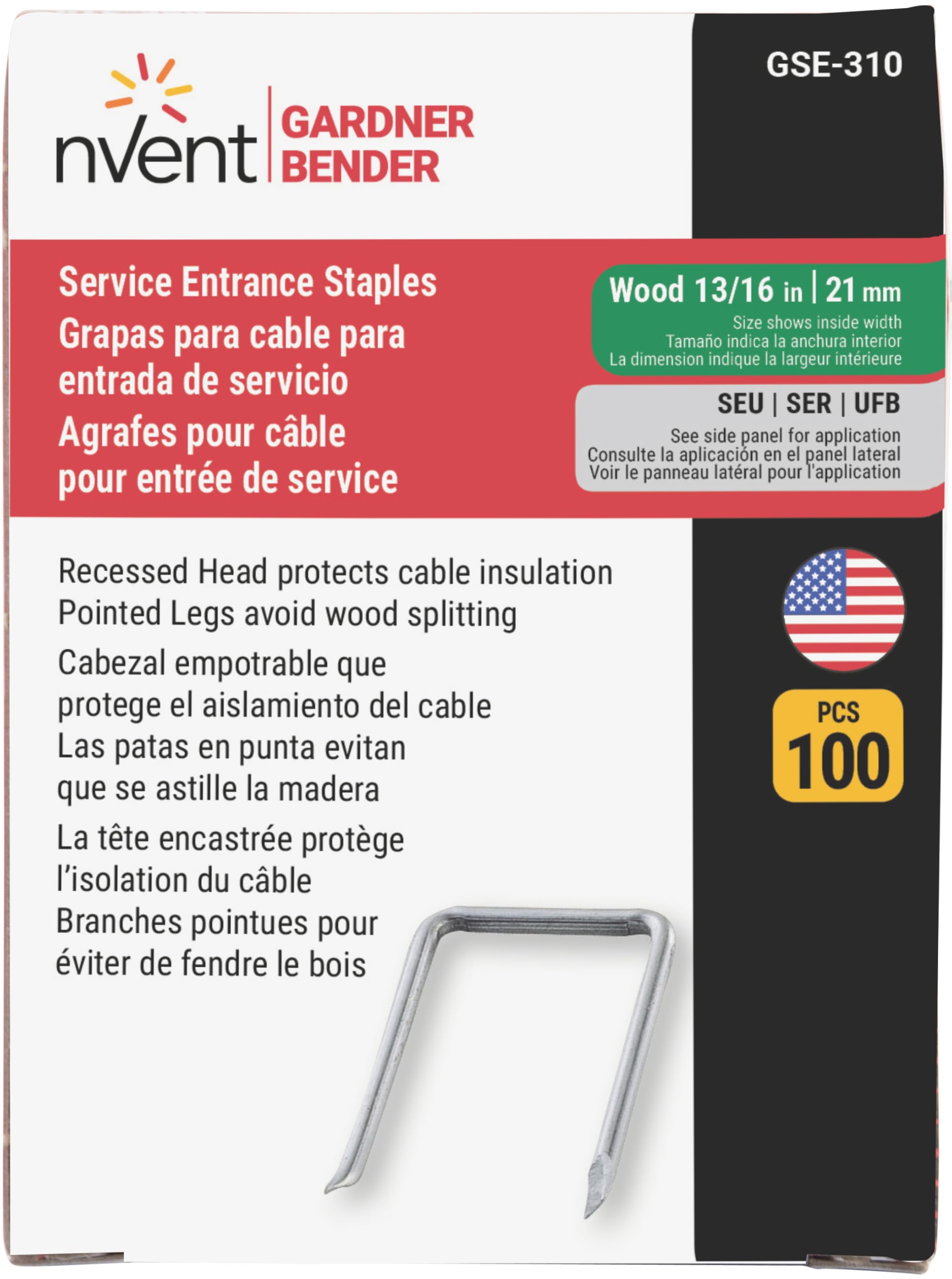 nVent GARDNER BENDER GSE-310 13/16 in x 1-3/8 in Service Entrance Staples — Amazon image 4