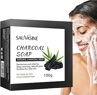 2 Carvão Ativado - Removedor Manchas Preto Orgânico - limpeza carvão, barra limpeza facial com carvão ativado orgânico, absorve impurezas da sua pele Aezon