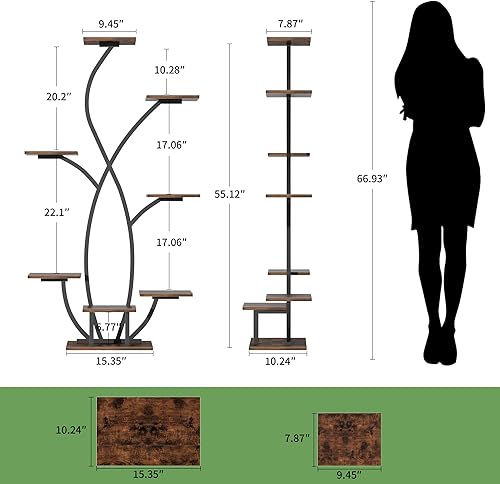 Miniatura 8 de Soporte para plantas de interior con luz de crecimiento, soportes de esquina de 55 pulgadas para plantas de interior, estante de plantas de interior