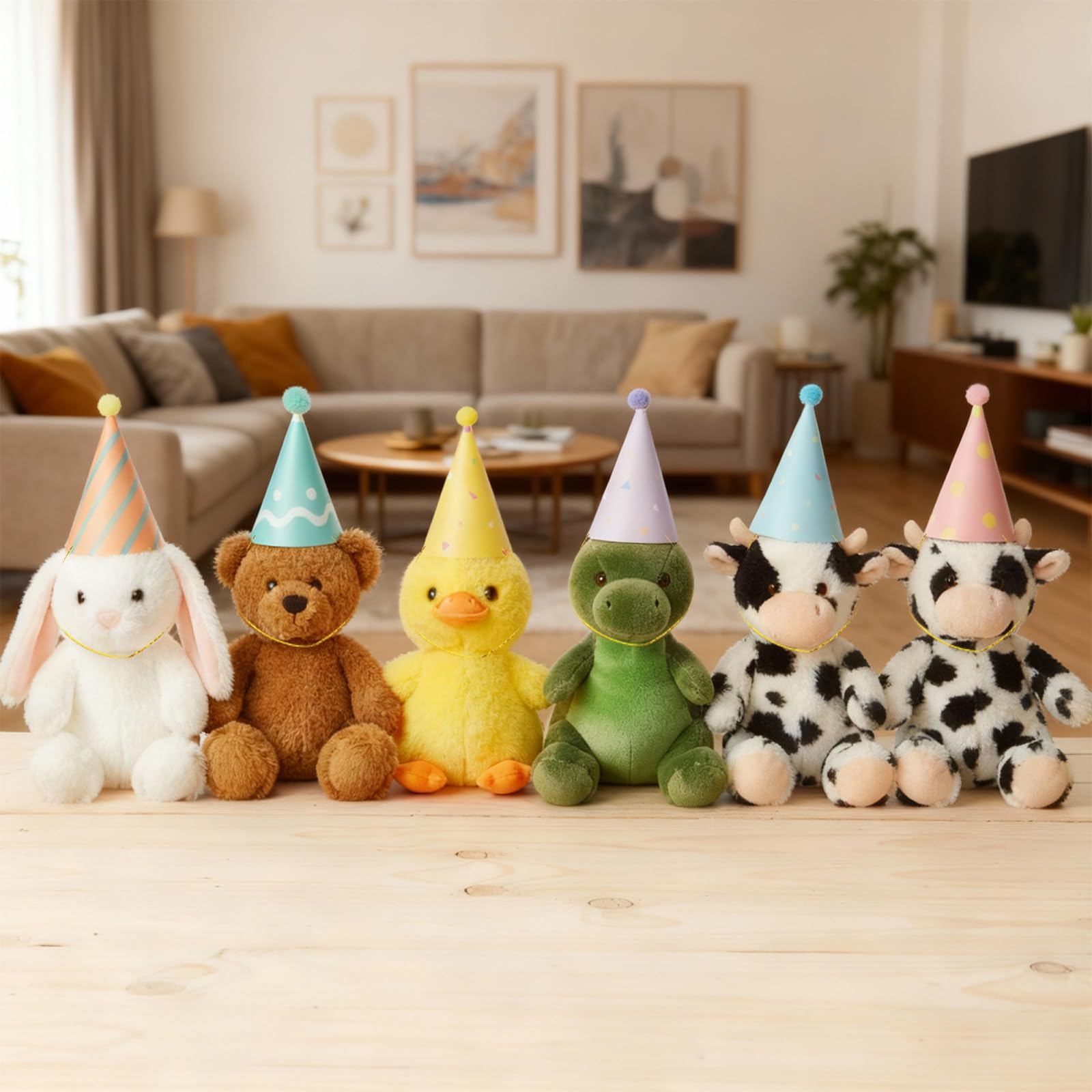 Tucnoeu 6 cappelli di compleanno per cani e gatti, mini cappello colorato per feste, cappello regolabile per animali domestici con pompon per piccoli animali, cappelli di carta arcobaleno per