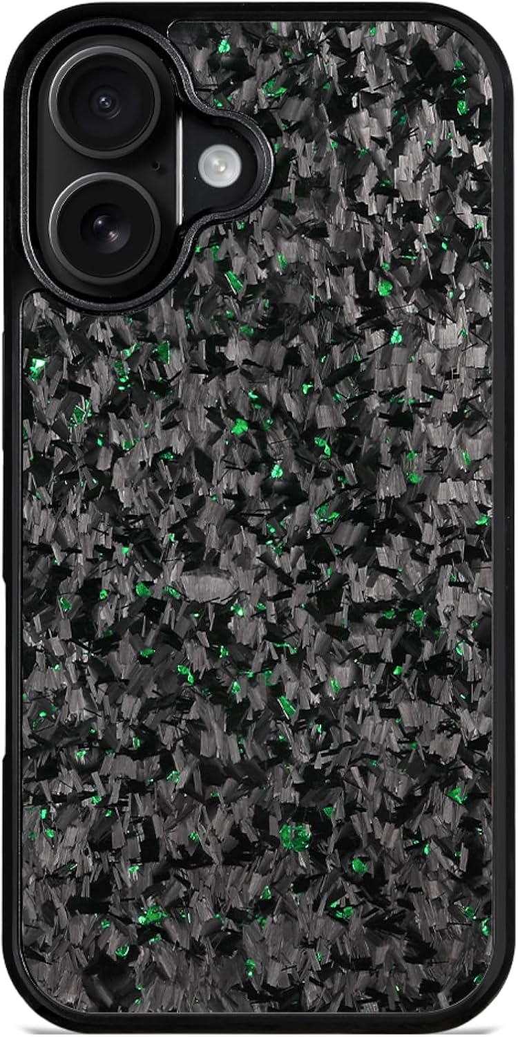 Forged Carbon Fiber Case for iPhone 17, Ultra-Thin All-Inclusive Magnetic Anti-Fall Protective Phone Case for iPhone 17,Soft TPU Bumper with Drop Protection (Green)