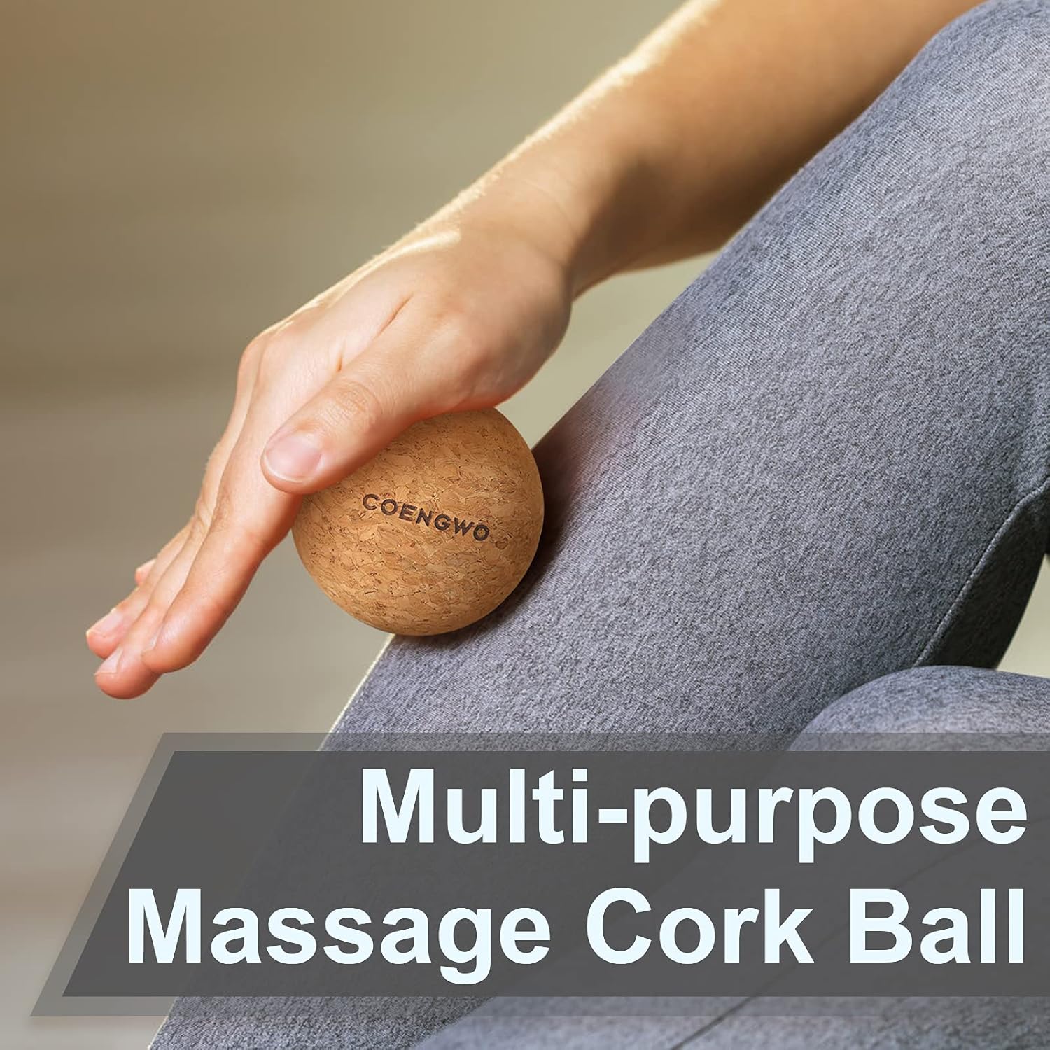 COENGWO Cork Massage Ball - Yoga Therapy Ball for Myofascial Release, Trigger Point Therapy, Muscle Knots, Deep Tissue Relief with Carry Bag (3''+ 2.4''+ 2.4''Ball) : Health & Household