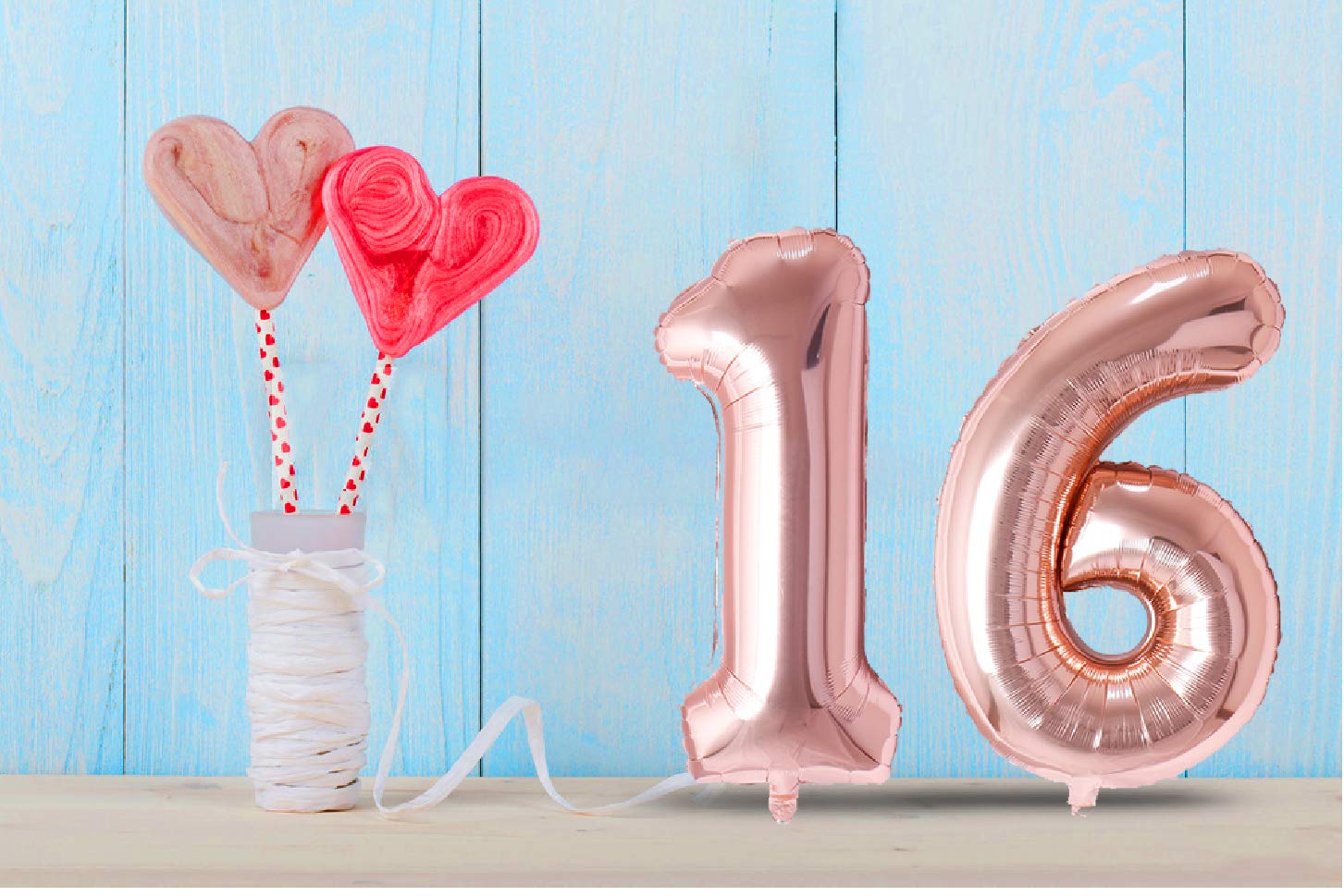 Rozi Decoration 16 Inch Rose Gold Colour 16 Number Foil Balloons with Helium Supported | 16th Birthday Decoration Items | 16 Anniversary Decoration | 16 Balloon Number Pack of 2 Pcs 1