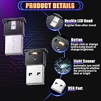 Vista 3 de Frienda 2 piezas de mini luz LED USB, iluminación interior LED para automóvil, 5 V, luz de ambiente USB inteligente, teclado para computadora