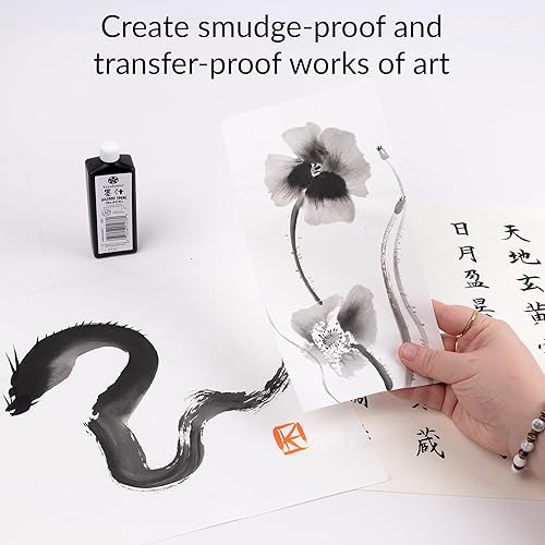 Miniatura 2 de Yasutomo Bokuju Tinta líquida  Tinta Sumi de 2 oz para caligrafía y obras de arte  Tinta de dibujo negra para uso con pinceles de tinta japoneses y