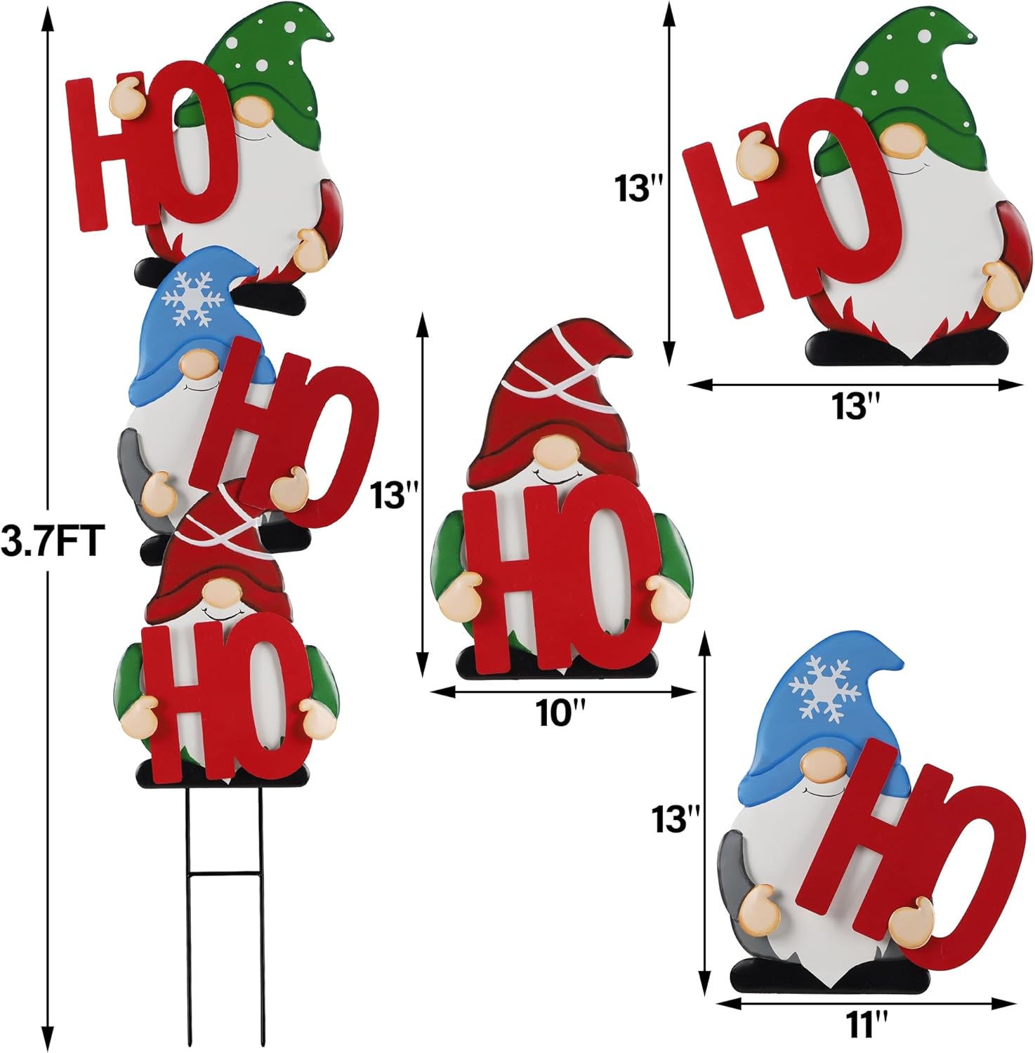 DR.DUDU Set of 3 Christmas Gnomes Outdoor Decorations- Xmas Gnomes Stakes HOHOHO Metal Yard Sign Decor for Outside Garden Lawn Patio Pathway