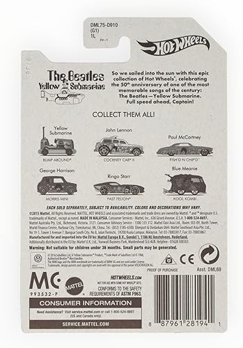 Miniatura 2 de Fast Felion Hot Wheels Escala 1:64 The Beatles Submarino Amarillo