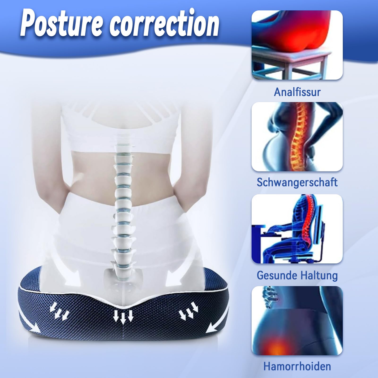Cuscino ortopedico per seduta prostata, cuscino ergonomico per hamorroidi e prostata, riduce il dolore, favorisce la circolazione sanguigna e allevia il coccige (grigio scuro)
