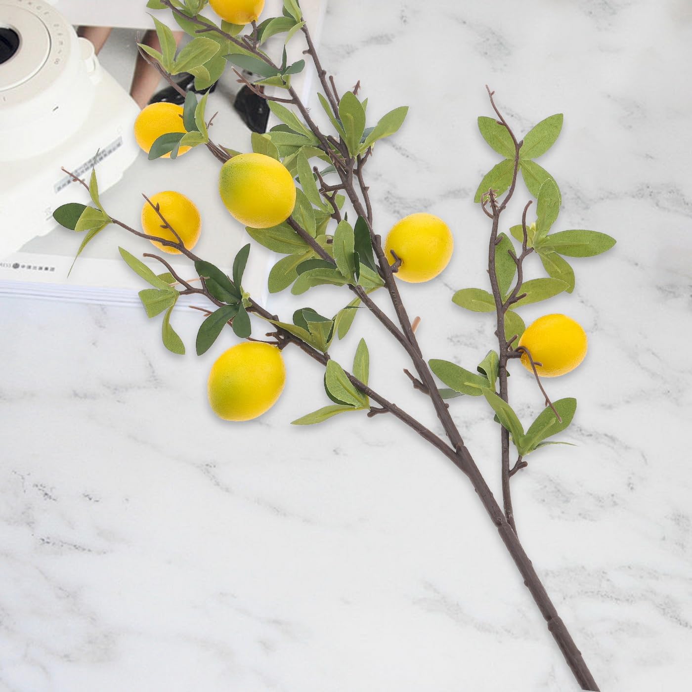 Woration 37.4 Inch Artificial Lemon Fruit Branches Fake Greenery Decoration for Home Garden Patio Flower Arrangement Photography Props 3pcs