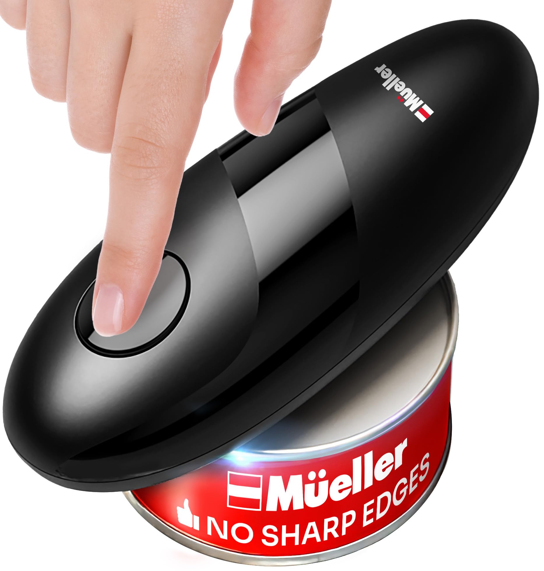 MÃœELLERHOME SmoothEdge Auto Electric Can Opener â€“ Batteryâ€‘Operated Oneâ€‘Touch w Magnet Lid Lifter, Smoothâ€‘Edge Cut Technology â€“ Portable Handsâ€‘Free Automatic Can Opener for Seniors & Arthritis, Black