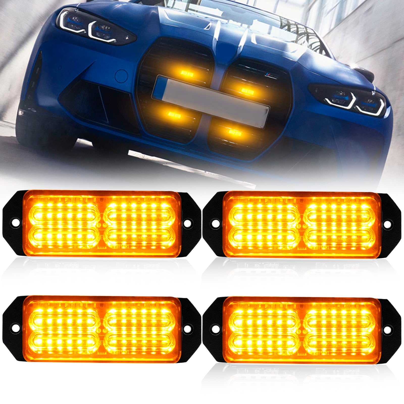 24 luci stroboscopiche a LED ambra