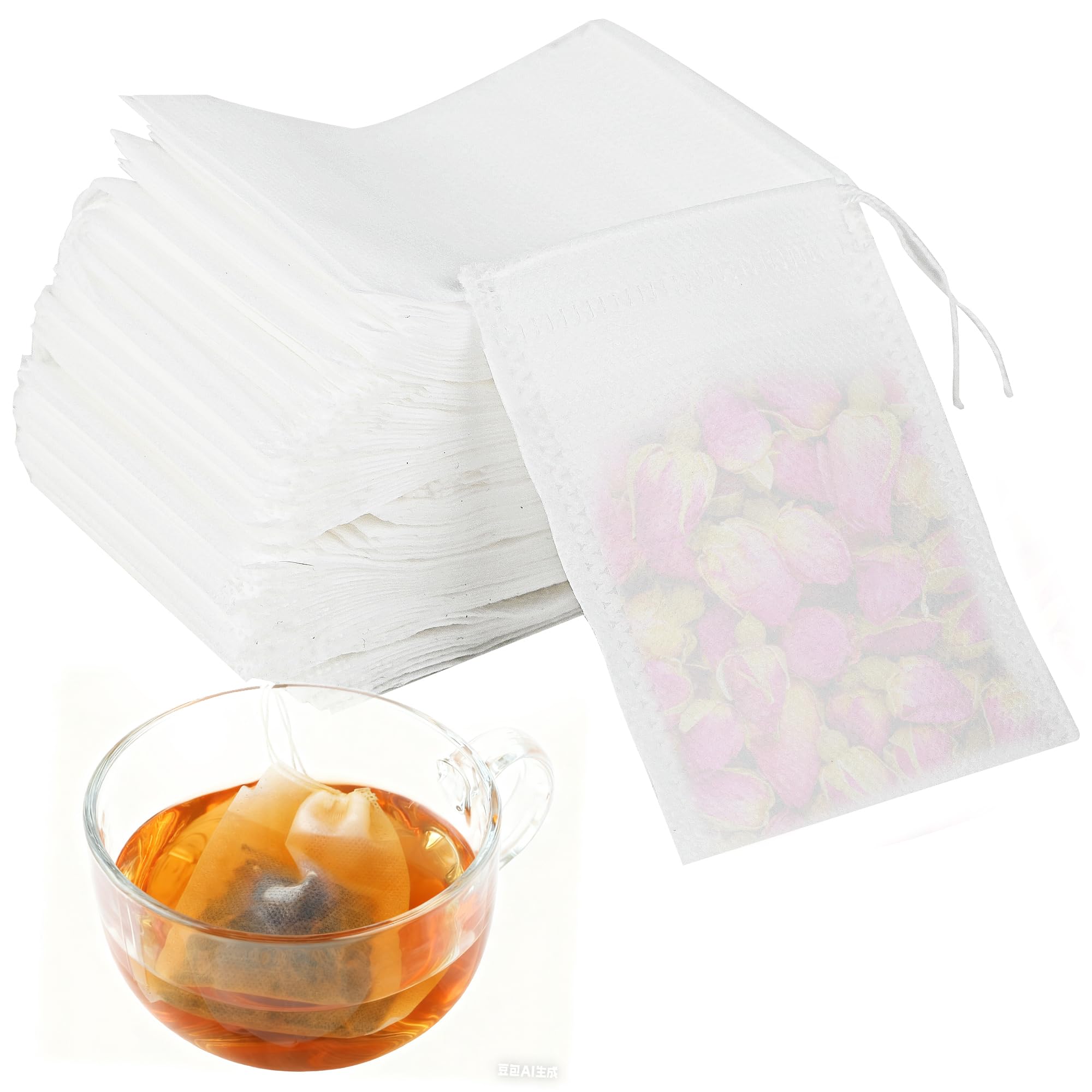 600 unidades filtro te 7x9 cm, colador de papel para té suelto, bolsas de sostenibles para hierbas, especias y café, aromático, neutro en sabor y ecológico.