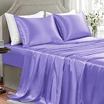 Satin Sheets Full Size - 4 Pieces Luxury Silky Soft Bed Sheets, Wrinkle-Free Sage Green Satin Silk Sheet Set with 1 Deep Pocket Fitted Sheet, 1 Flat Sheet, 2 Pillow Cases