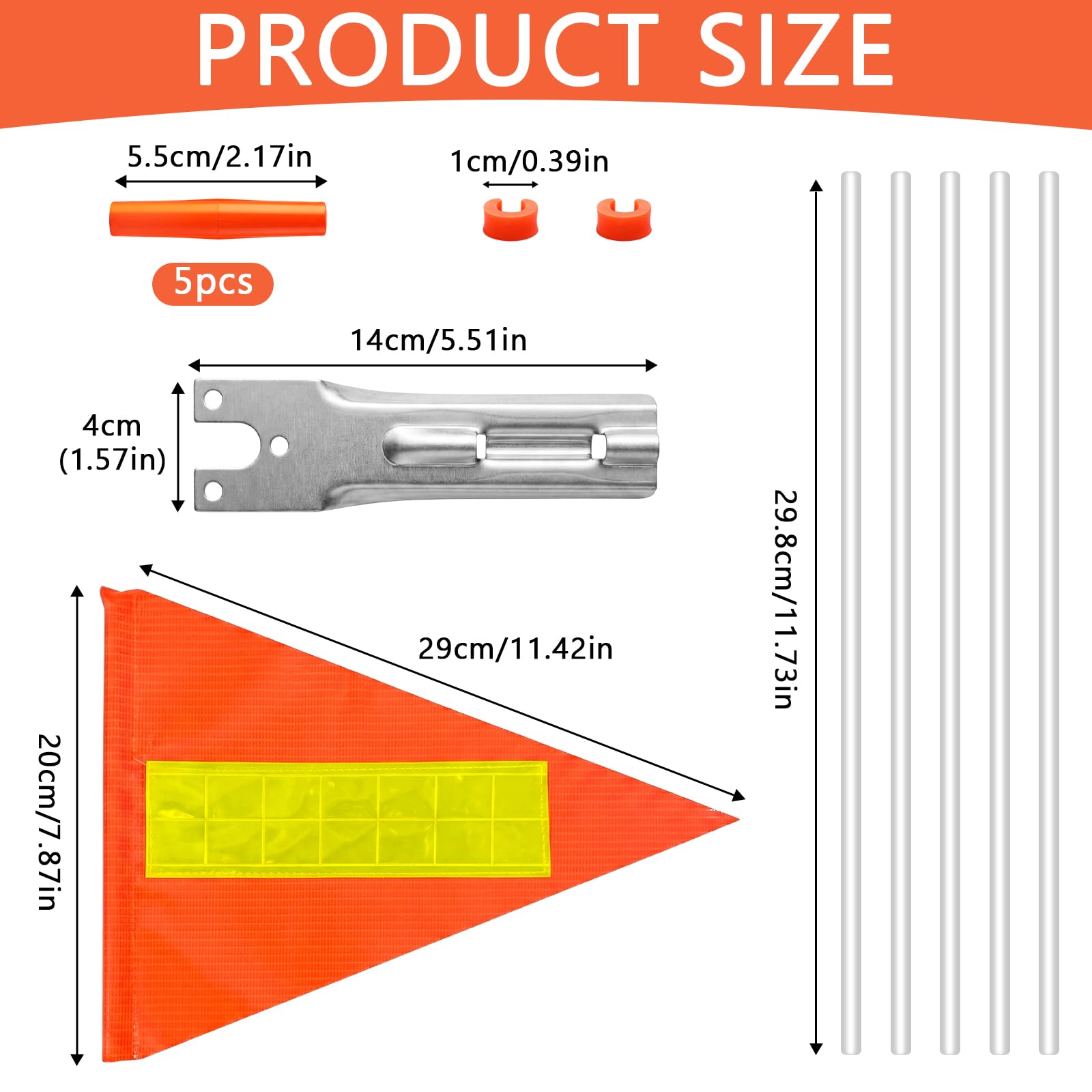 Fanion de Sécurité pour Vélo 150cm, Drapeau Velo Réfléchissant Impréable, Tige Réglable