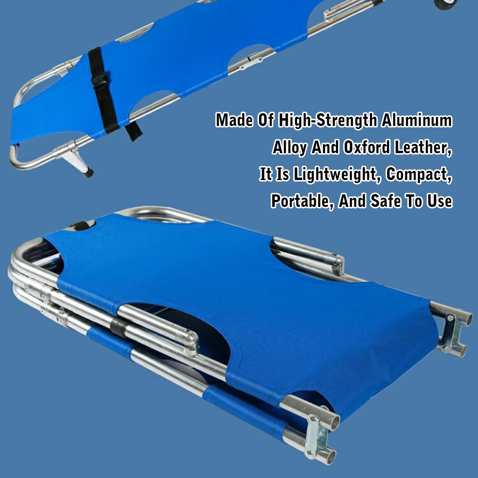Klappbare Rettungstrage Aus Aluminiumlegierung, Notfalltrage Mit Rückenlehne Und Rädern, Patiententransport Mit Zugstange, For Zuhause Und Im Freien