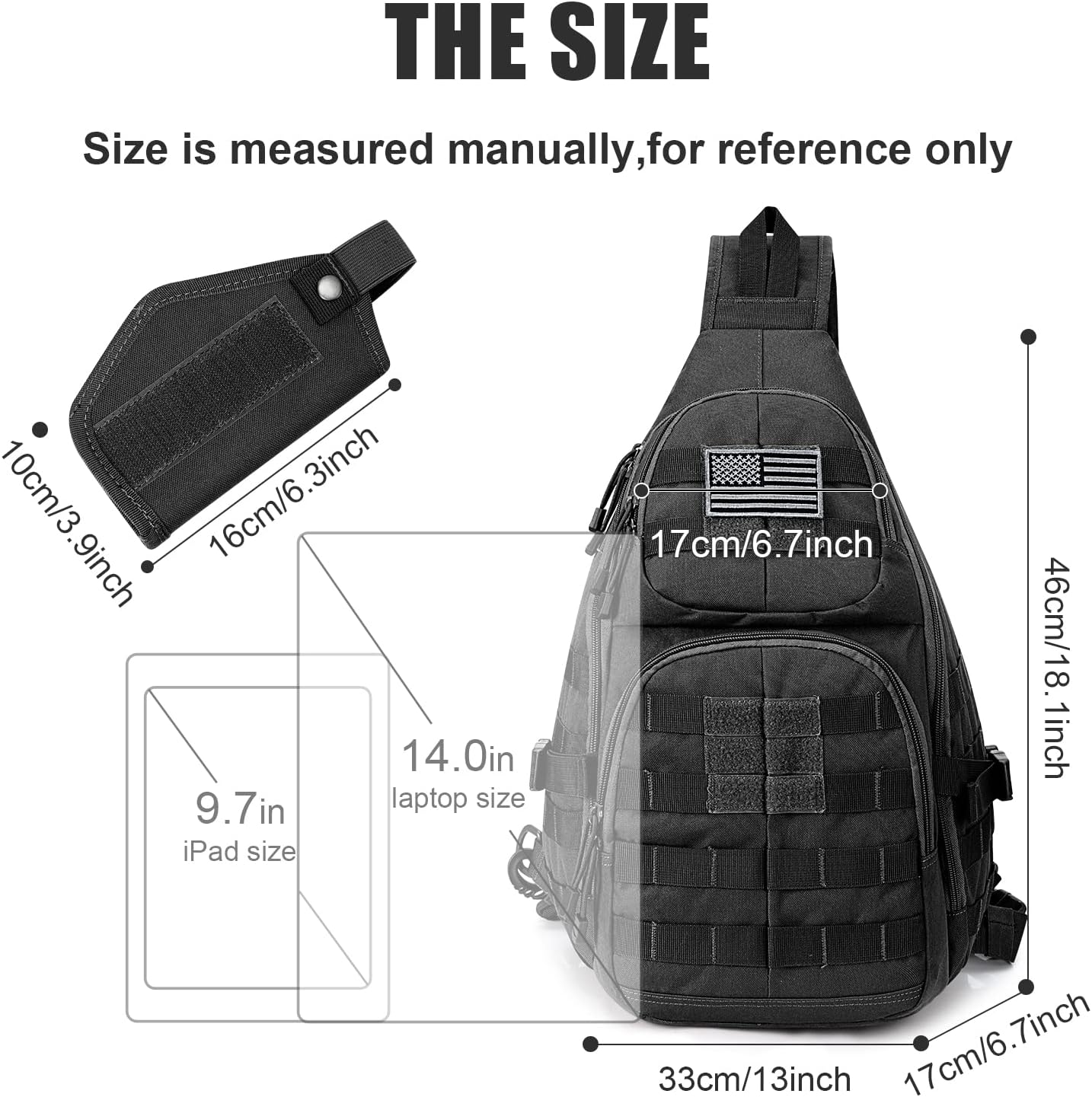 G4Free Tactical EDC Sling Backpack, Military Rover Shoulder Sling Bag Pack with Pistol Holster for Concealed Carry | EDC, Pack, Pistol Holster, Concealed Carry - Image 2