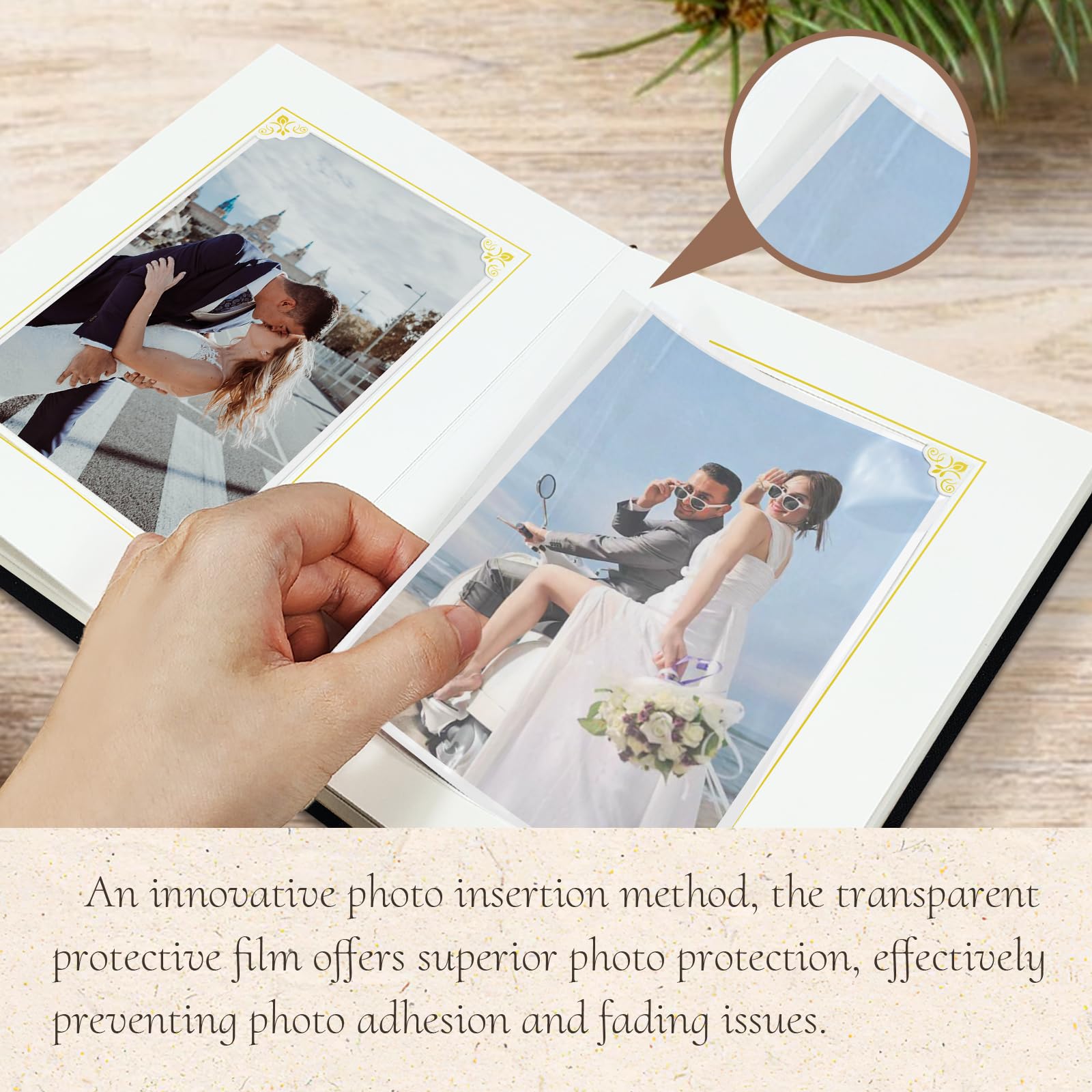 Álbum de fotos pequeño de 4 x 6 pulgadas con espacio para escribir, 20 bolsillos, cubierta de lino, libro de recuerdos, regalo para bodas, familiares y bebés (negro)
