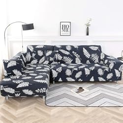jianyana Fundas para Sofás Chaise Longue 2 Piezas, Fundas Sofas Cheslonge Ajustables Cubre Sofa de Forma L (3 plazas + 3 plazas)