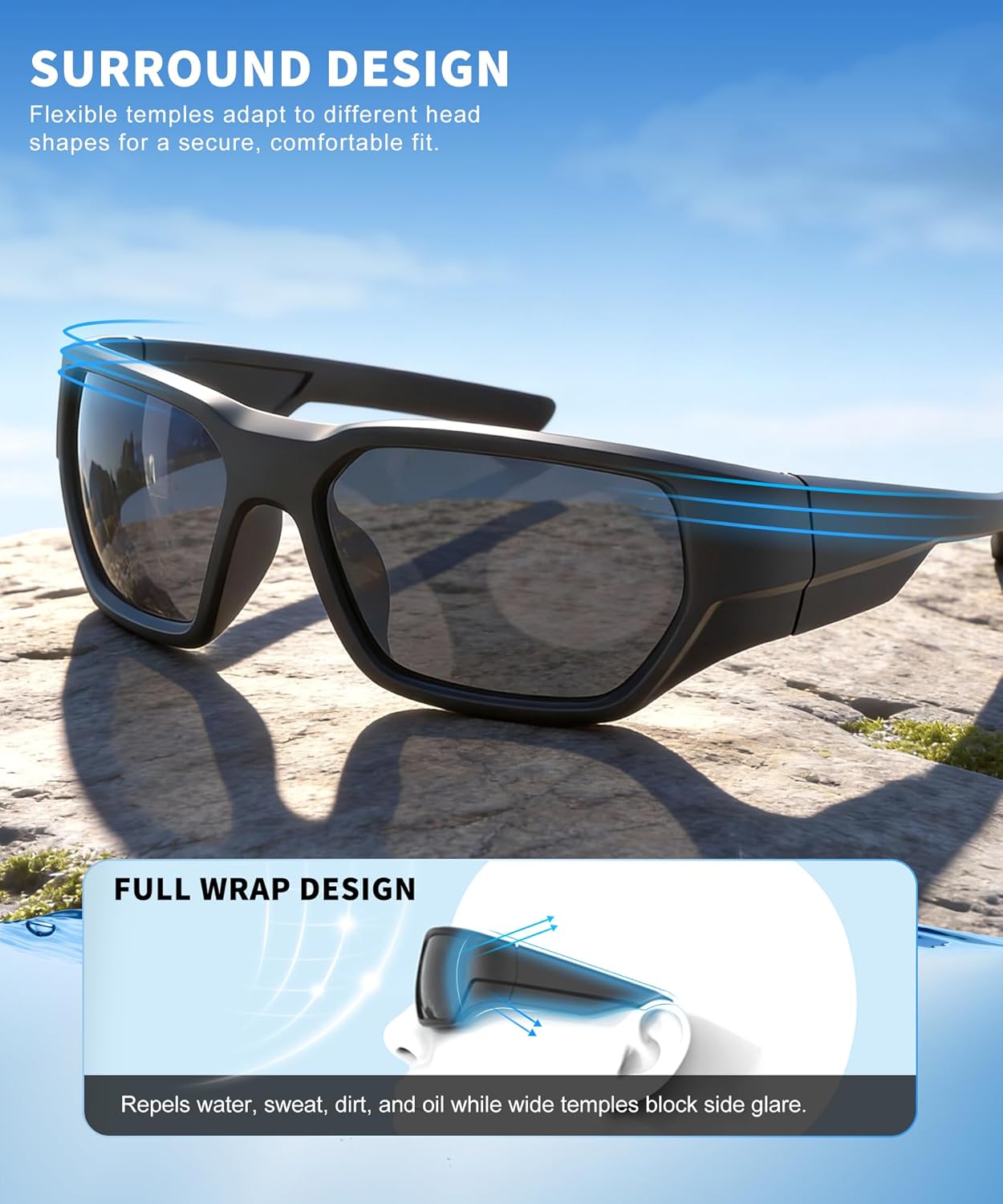 Polarized Fishing Sunglasses for Men Women, UV400 Fishing Sports Glasses for Cycling, Running & Surf