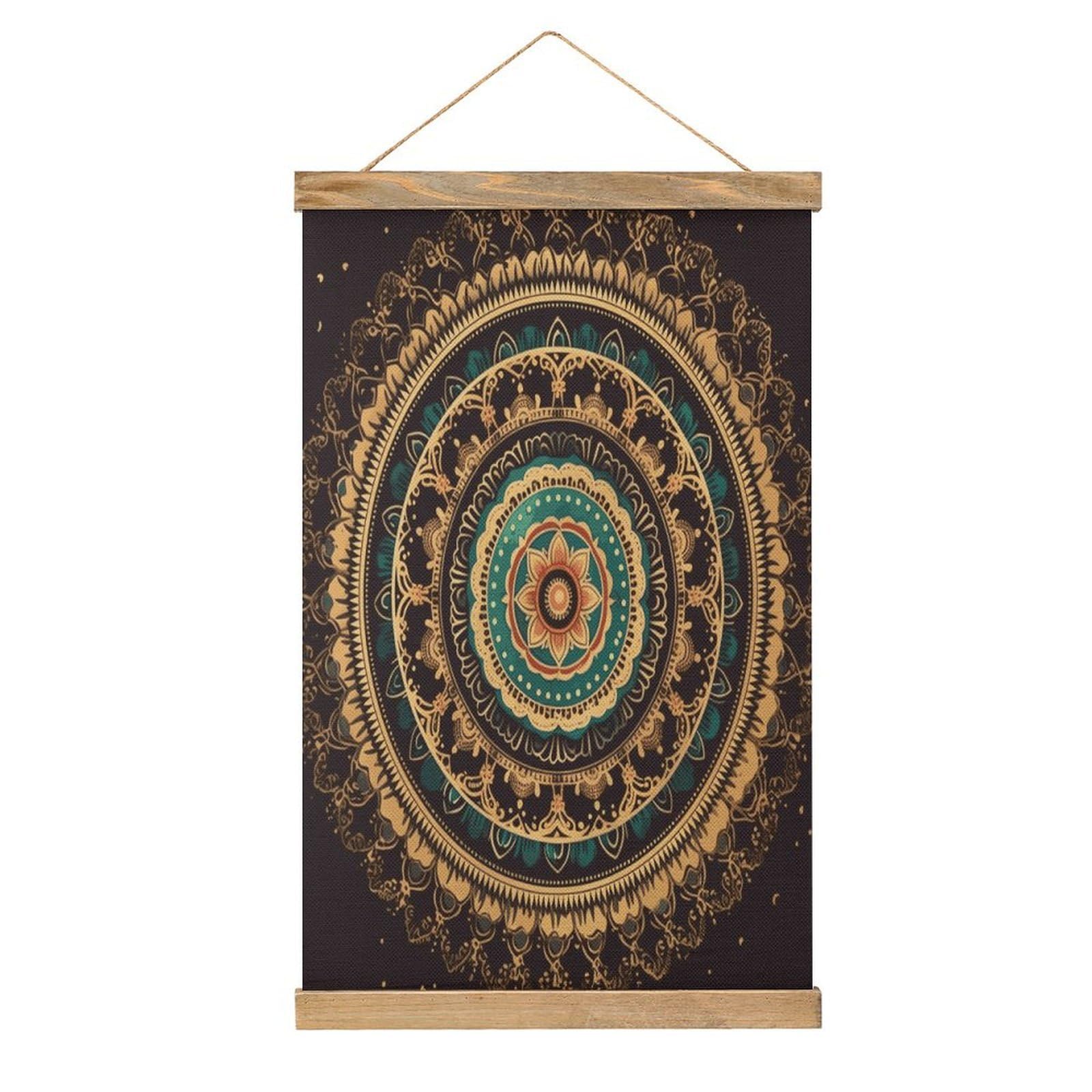 FekiLoot Mandala Wall Art Poster Hanger Frame Linen Wall Art Decor Vintage Hanging Poster Hanging Wall Decor Rustic Retro Wall Art Print for Living Room Decor 20.4 X 13.1Inches