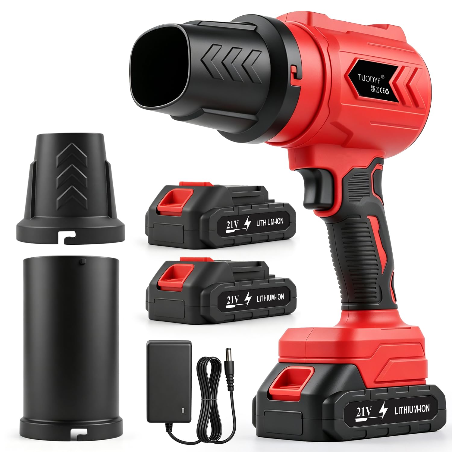 Cordless Leaf Blower,21V Electric Garden Blowers with 2 Battery and Charger